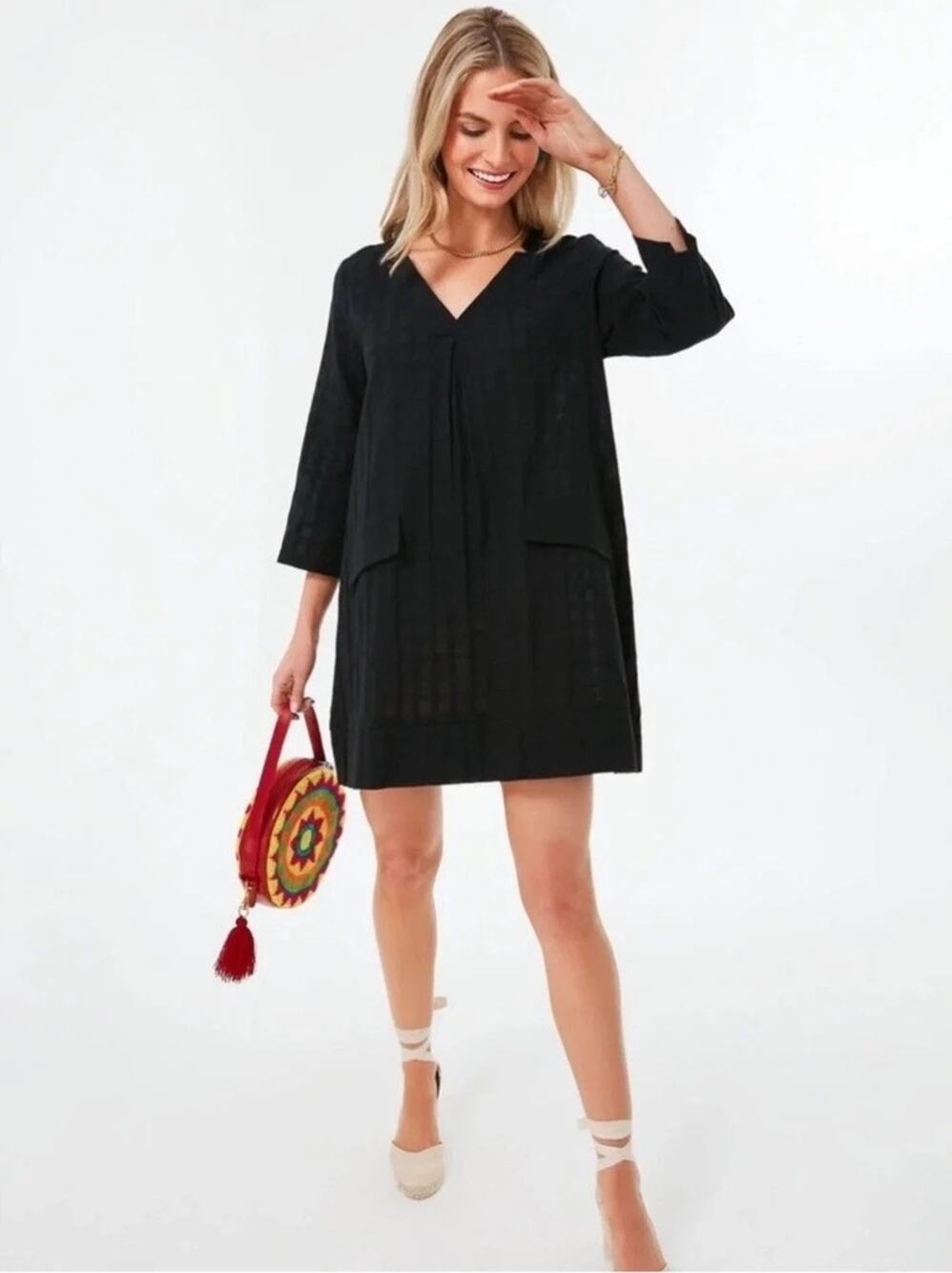 Pomander Place Tuckernuck Carolina Caftan Dress Small Black Mini